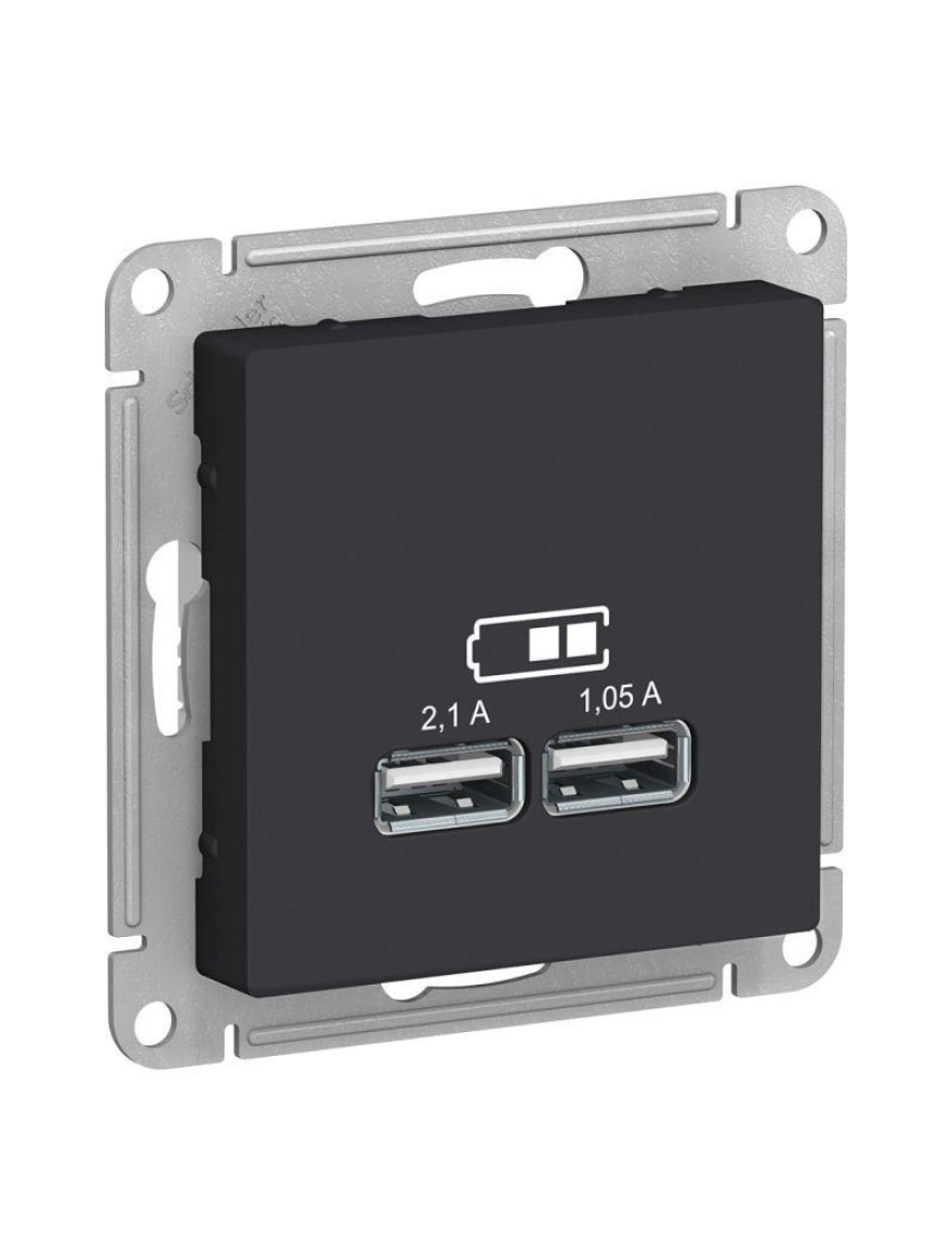 Priză dublă USB 5V 2.1A/1.05A Carbon ATLAS SCHNEIDER