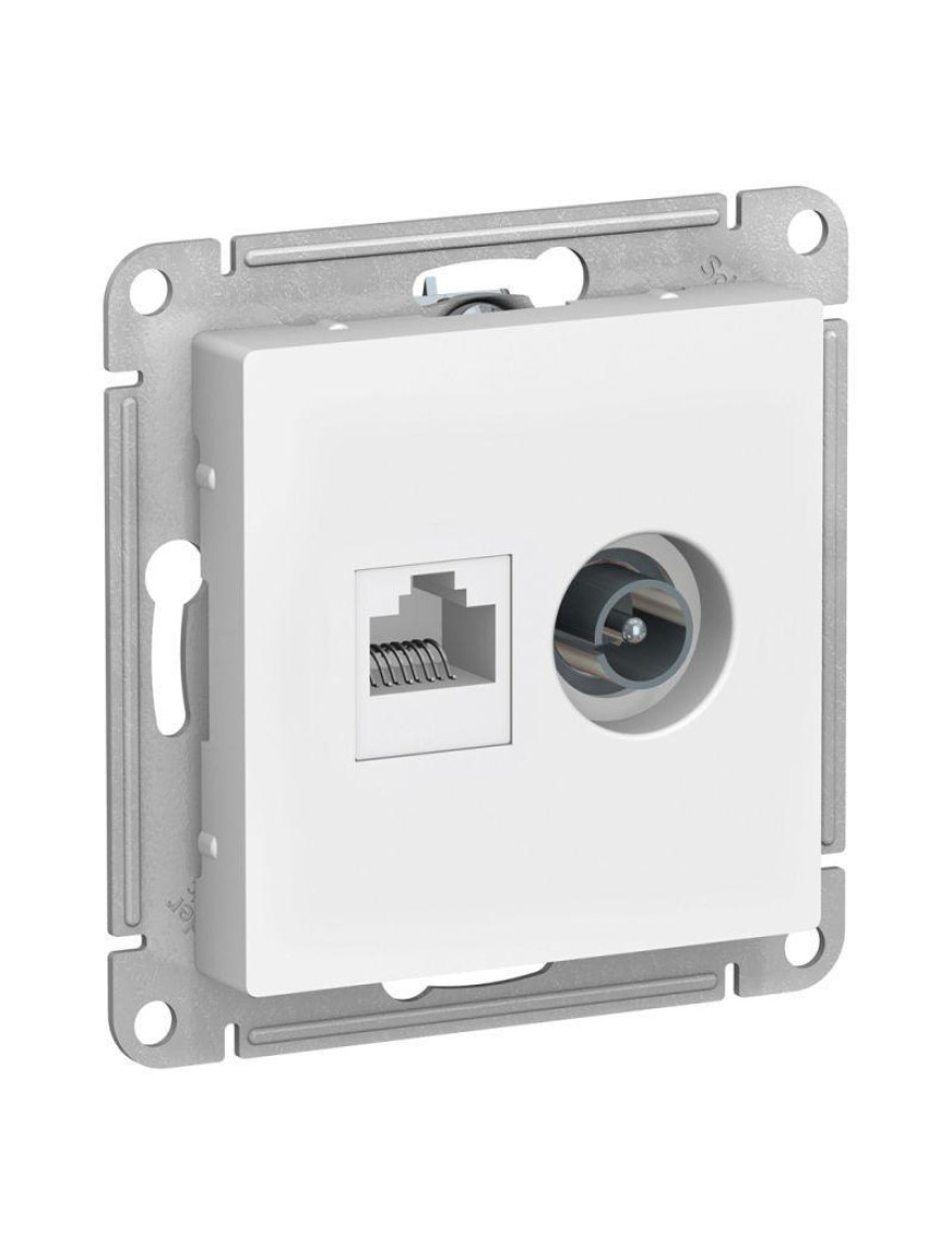 Priză unitară TV+RJ45 cat.5E albă (10buc) ATLAS SCHNEIDER