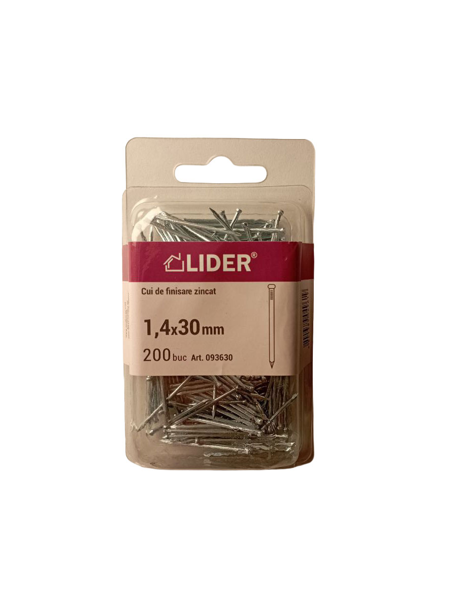 093630 Отделочные гвозди, оцинкованные, 1,4x30, 200 шт.