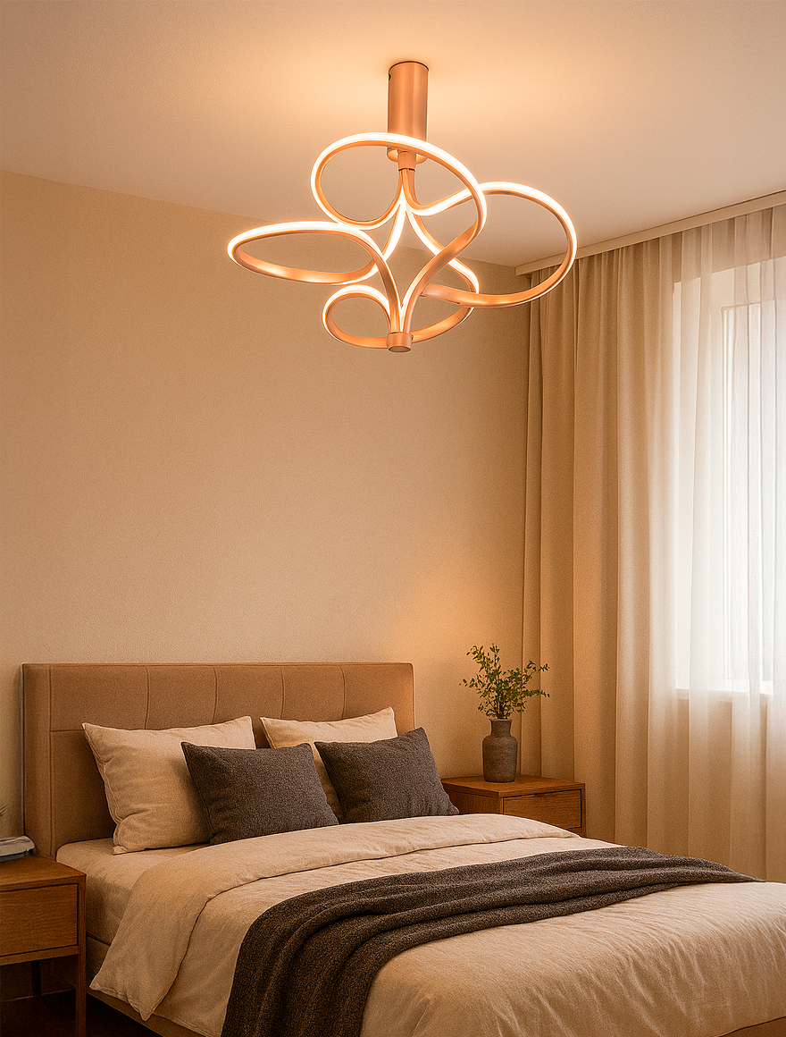 Светодиодная люстра FS-047-X4B, 500×500×560 мм, 72 Вт, 3000 K, Oxid Rose Gold, LuminaLED