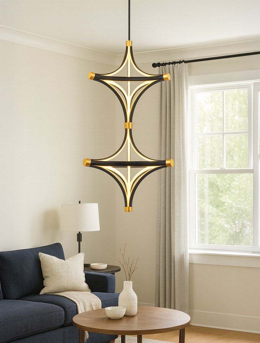 Lustră LED FS-047-D18C,114W,3000K, Al+Silicone,Black 2