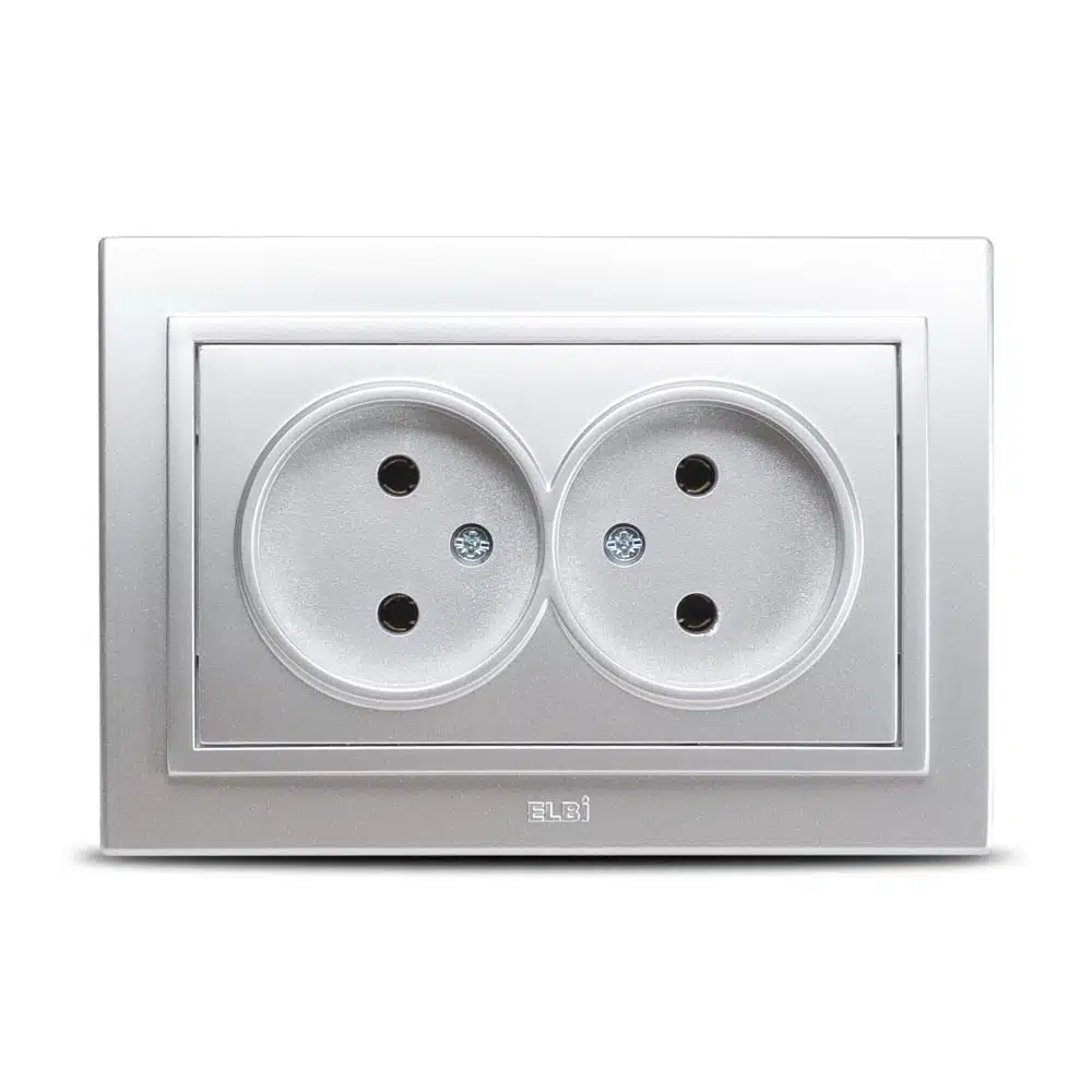 Priză dublă fără Cp St 609-011000-908 argintie EL-BI Zena