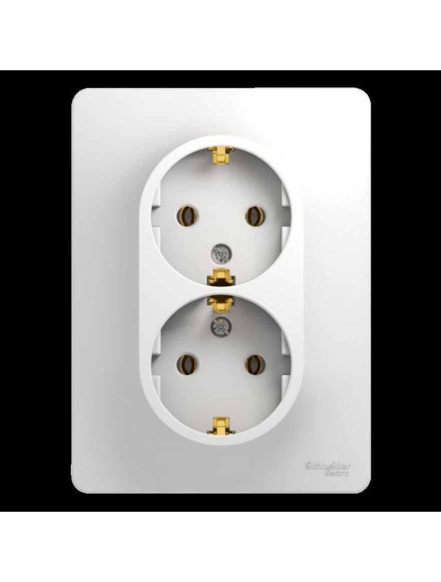 Priză dublă 2P+E 16A albă (10buc) GLOSSA SCHNEIDER