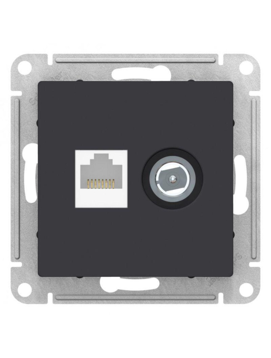 Priză unitară TV+RJ45 cat.5E Carbon (5buc) ATLAS SCHNEIDER