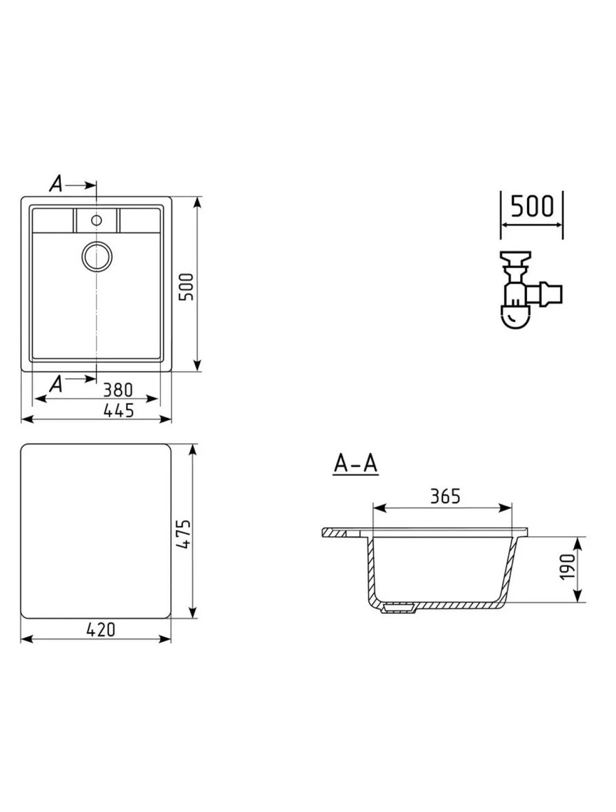 406-328 Раковина из бежевого гранита 50x44,5 см ULGRAN
