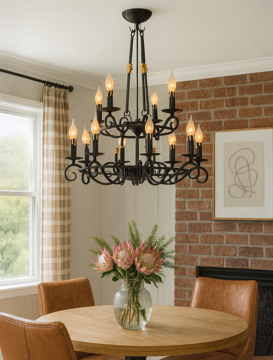 Lustră V1039/8+4хE14 max 40W 73x68x68cm neagră LuminaLED