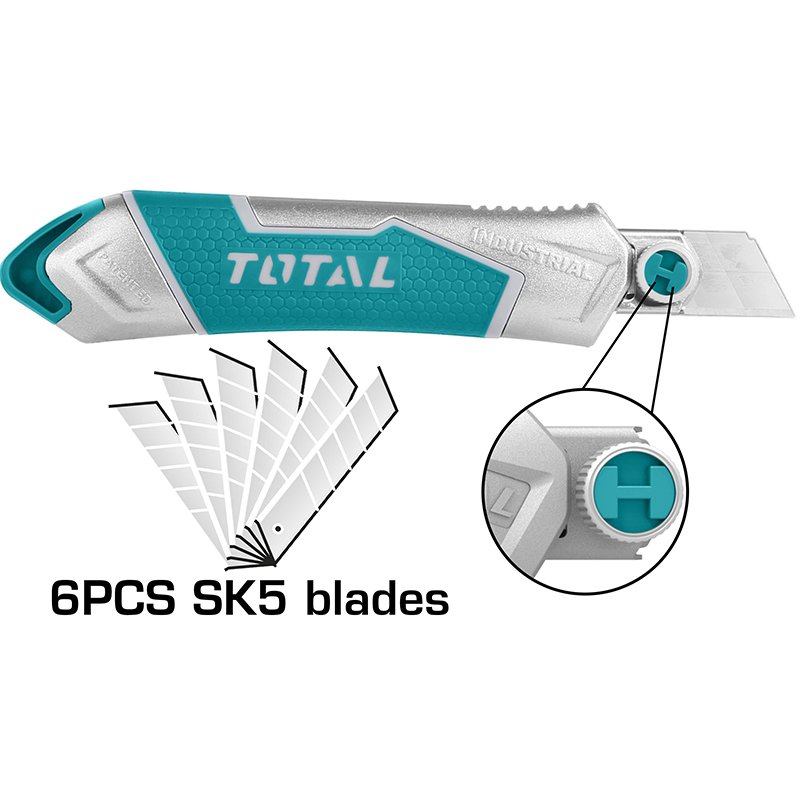 Нож с отламывающимся лезвием 18X100мм 6лезвий TG5121806 TOTAL