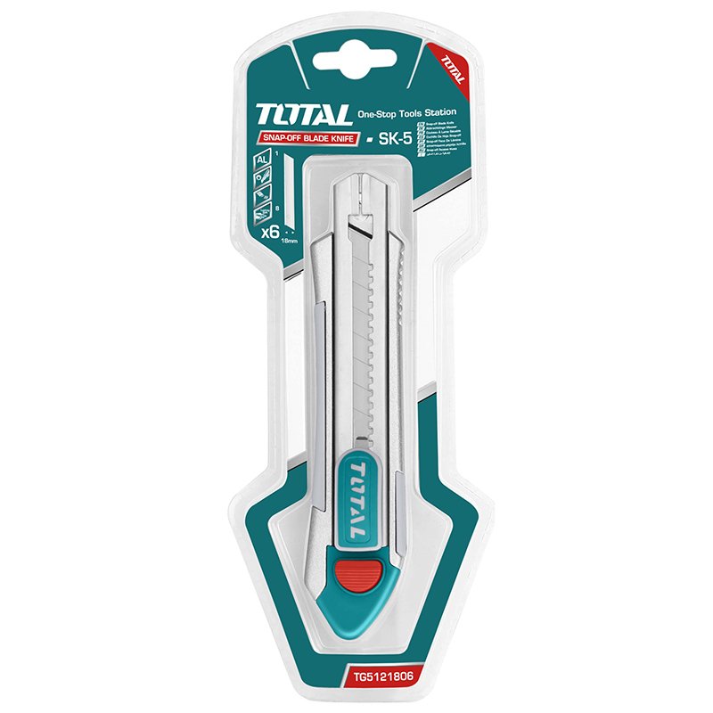 Нож с отламывающимся лезвием 18X100мм 6лезвий TG5121806 TOTAL