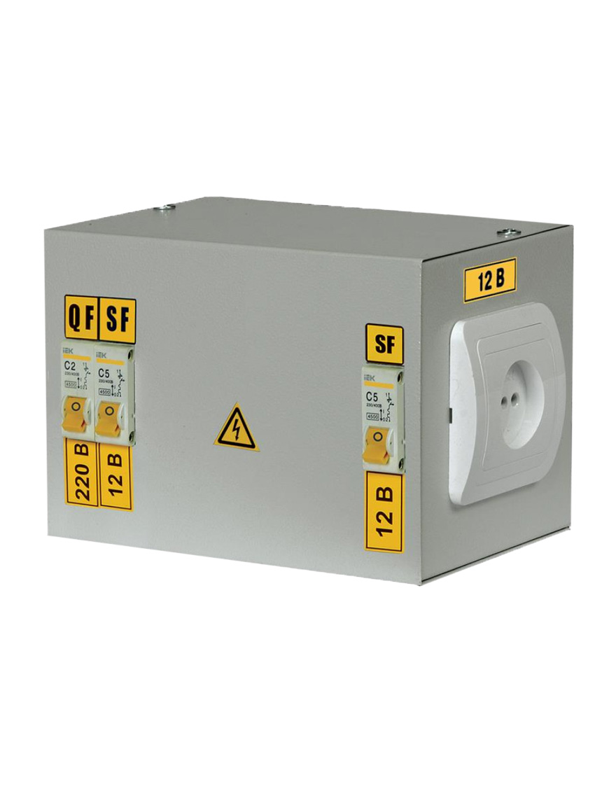 Понижающий трансформатор в корпусе IATP-0.25 220/12-2 36 IP30 IEK