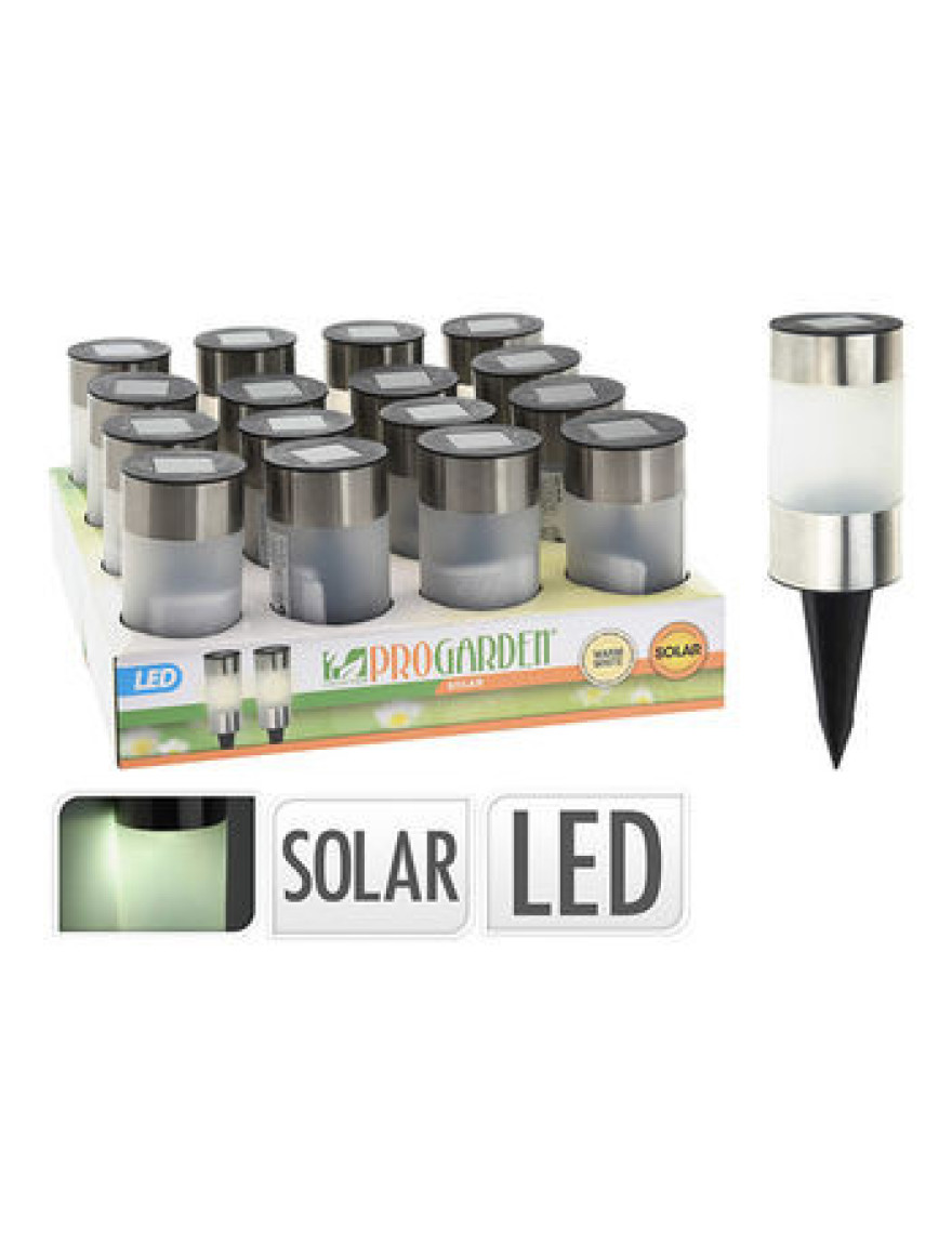 Felinar pe baterie solară Cilindru D6cm, H24cm, inox