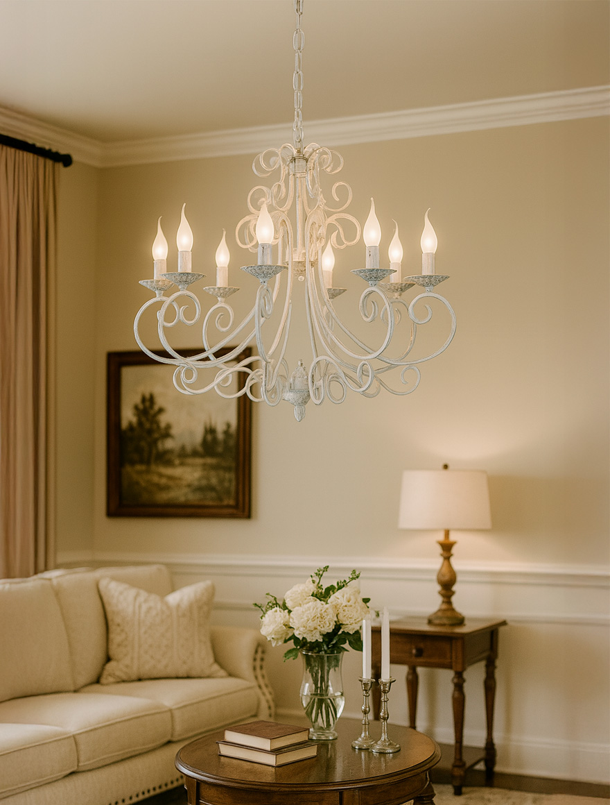 Lustră V1094-0/8хE14 max 40W 189x68x68cm crem LuminaLED