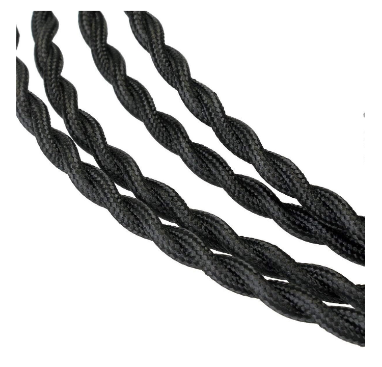 Cablu textil Retro 2x0,75mm PVS  negru