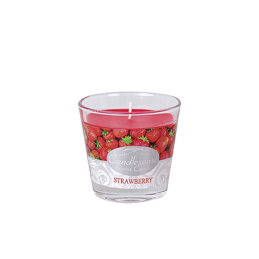 Luminare aromatizata in pahar "Capsuna" H9X8cm, 30ore