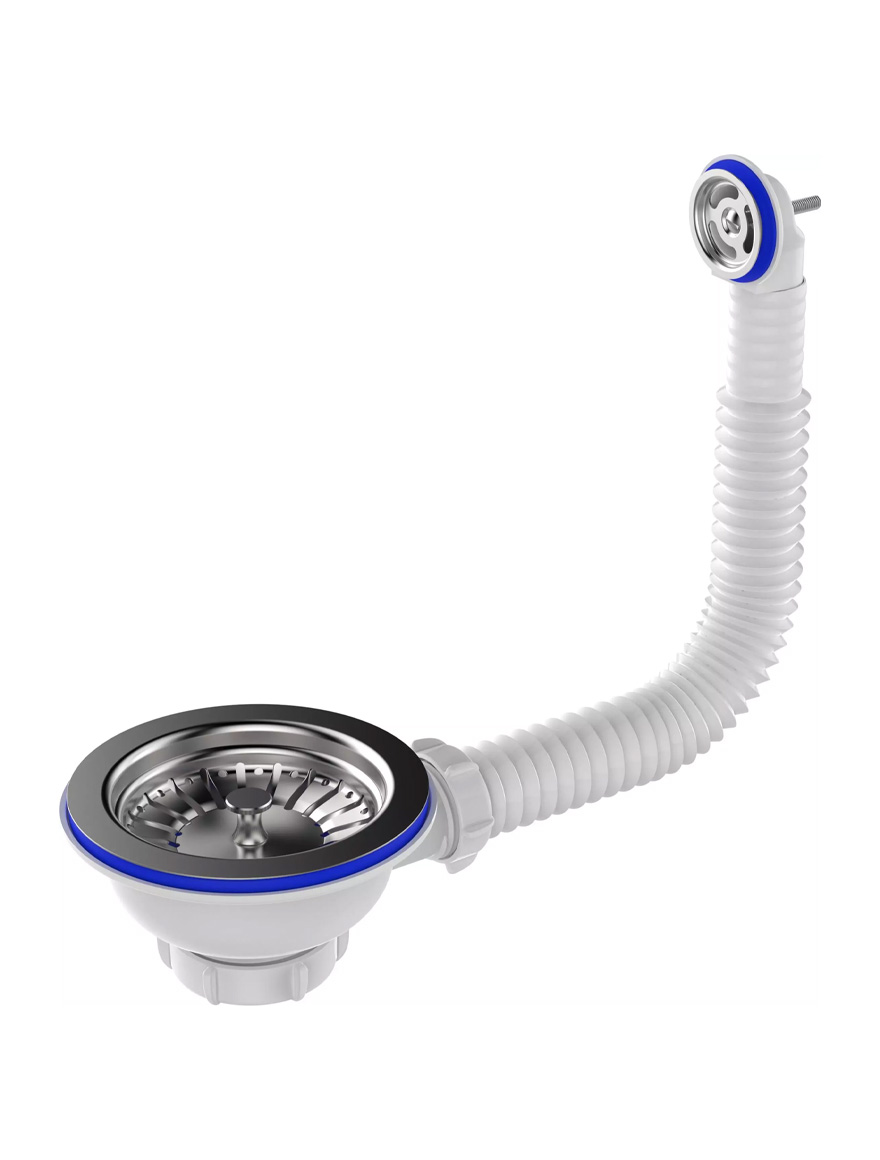 Ventil scurgere cu preaplin p/u chiuvetă 3 1/2'' vertical alb Aquant
