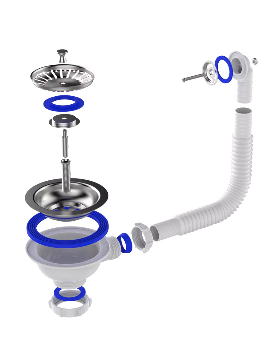 Ventil scurgere cu preaplin p/u chiuvetă 3 1/2'' vertical alb Aquant