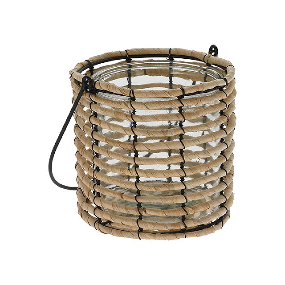 Candelabru spuspendat "Cilindru" 38X20cm, stuf/sticla