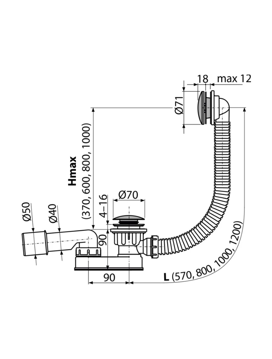 Sifon cadă metal click-clac A507CKM-80 2