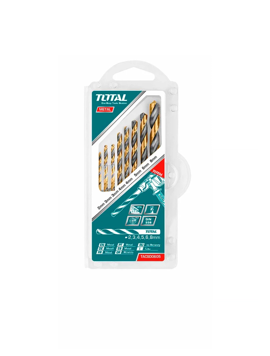 Набор металлических сверл, 6 шт. 2,0-8,0mm TACSD0605 Total Hss