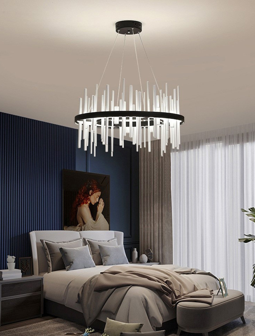Lustră LED JH-819-80 D80xH37cm,85W,Metal+Glass,Black+Clear LuminaLed 3