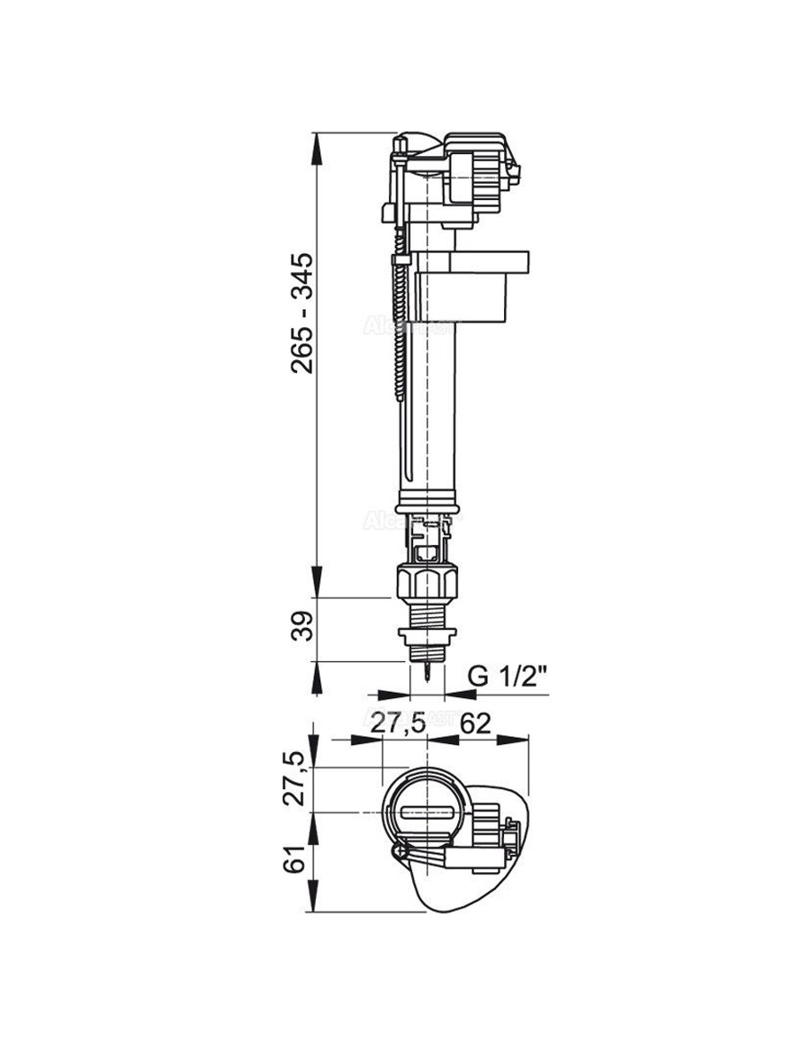 3807 Поплавок Alcaplast нижняя подводка A17 1/2 2