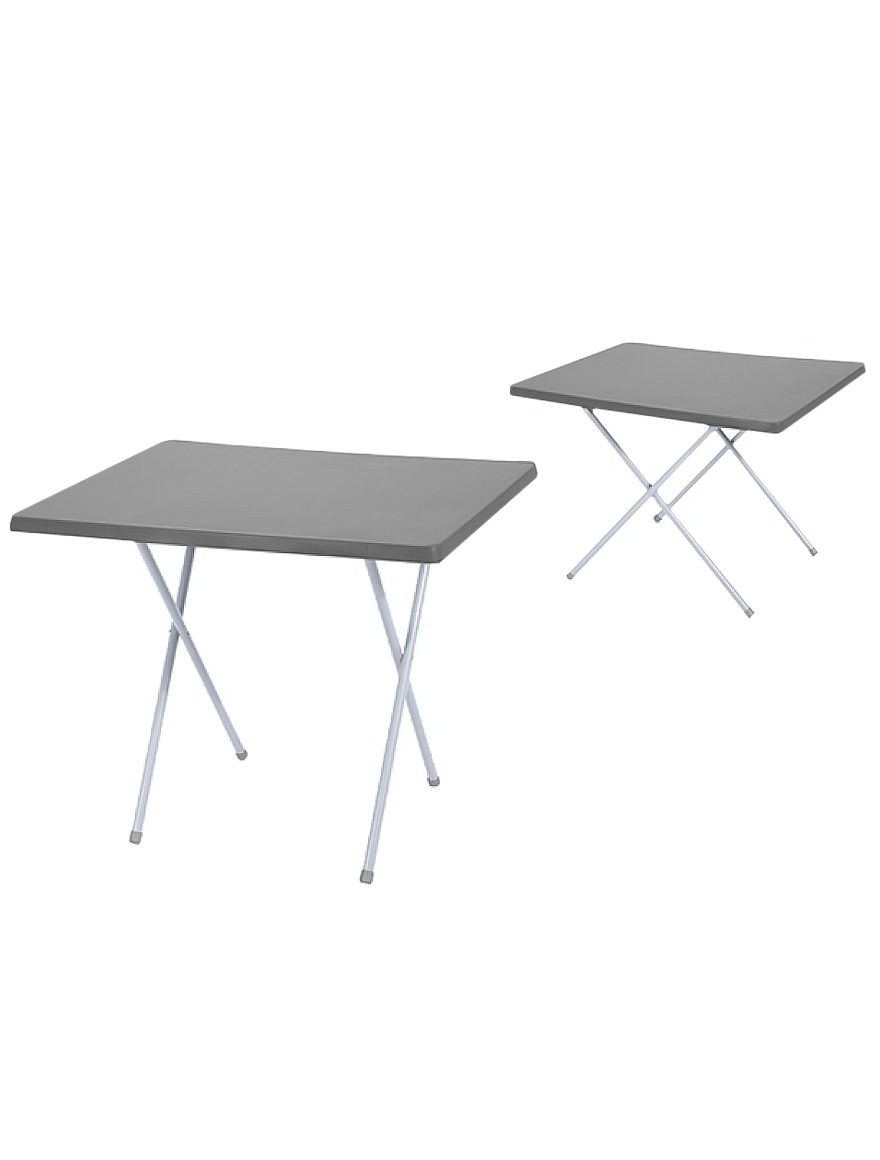 Masă pliantă 80X60cm, înălțime reglabilă 62-50cm, metal/plastic,gri