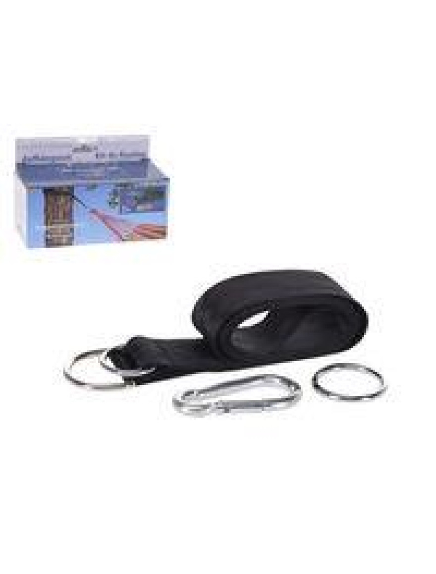 * Set fixare pentru hamac: 2curele 2mX5cm, inele si carabină