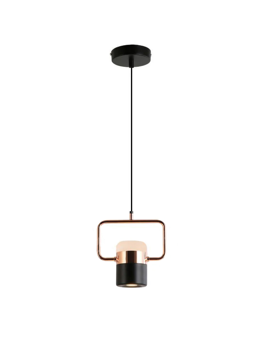 Подвесной LED-светильник JH-602, D15.5×25.5 см, 5W, металл + акрил, розовое золото + чёрный, Luminaled