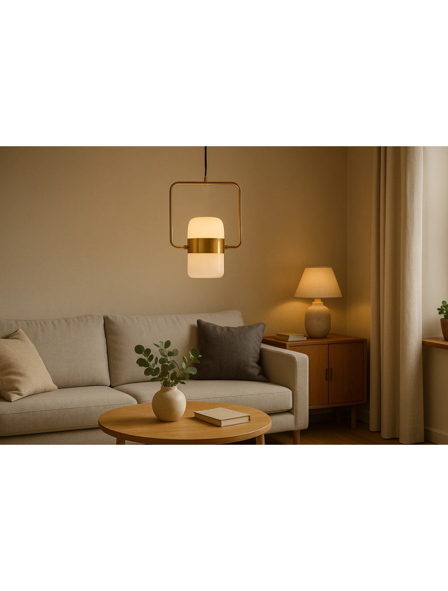 Suspensie Led JH-602 D15.5x25.5cm, 5W, Metal+Acryl,Gold+White,Luminaled