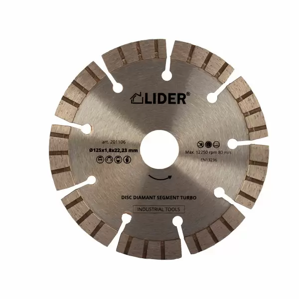 Алмазный диск сегмент турбо 230x2,4x22,23 мм Промышленные инструменты LIDER