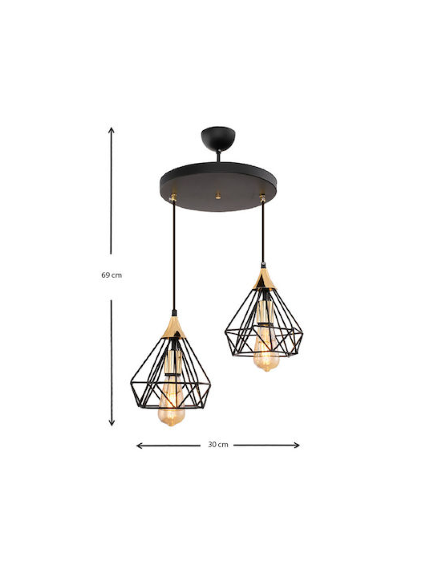 Lustra SUDE 2xE27 Black Begusa