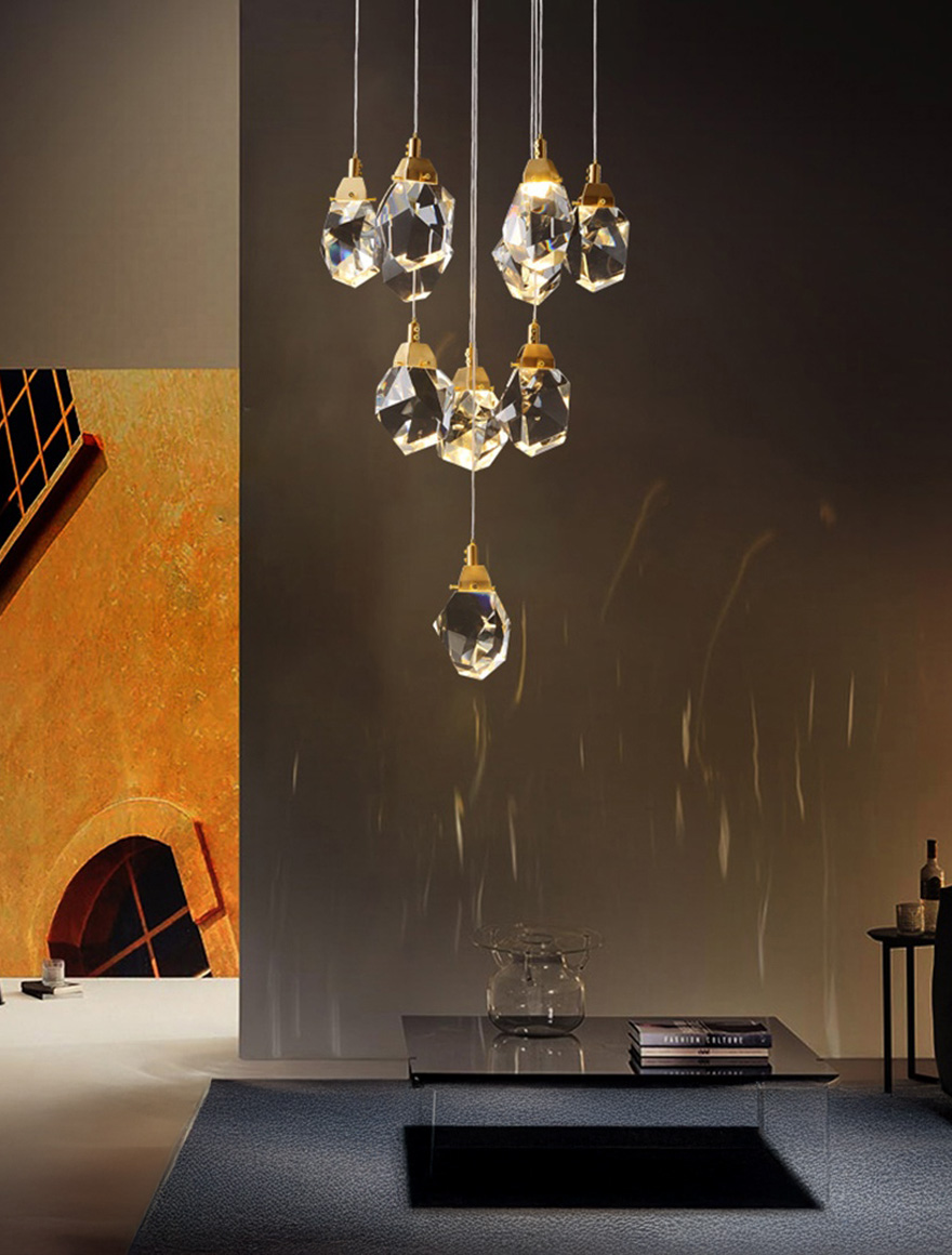 Lustră LED JH-802-10 D40xH190,10x5W,Metal+Crystal,Gold+Clear  LuminaLED 2
