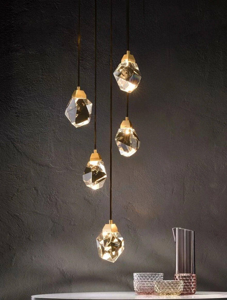 Lustră LED JH-802-5 D25xH120,5x5W,Metal+Crystal,Gold+Clear  LuminaLED 5