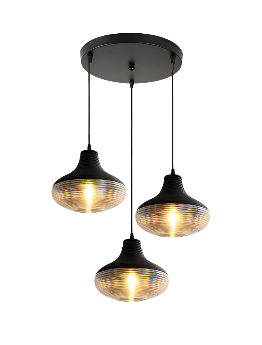 Люстра JH-782 D30x26x120см, E27x3, Стекло, Черный+Янтарный LuminaLED