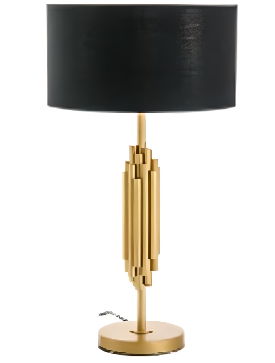Lampă de masă JH-860 D38x72cm,E27x1, Metal+Cloth,Gold+blk LuminaLed