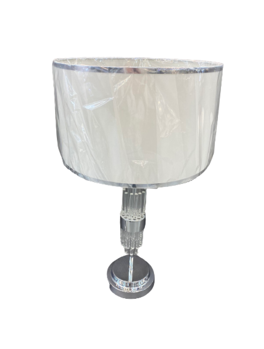 Lampă de masă JH-861 D38x68cm,E27x1, Metal+Cloth,Chr+Wh LuminaLed