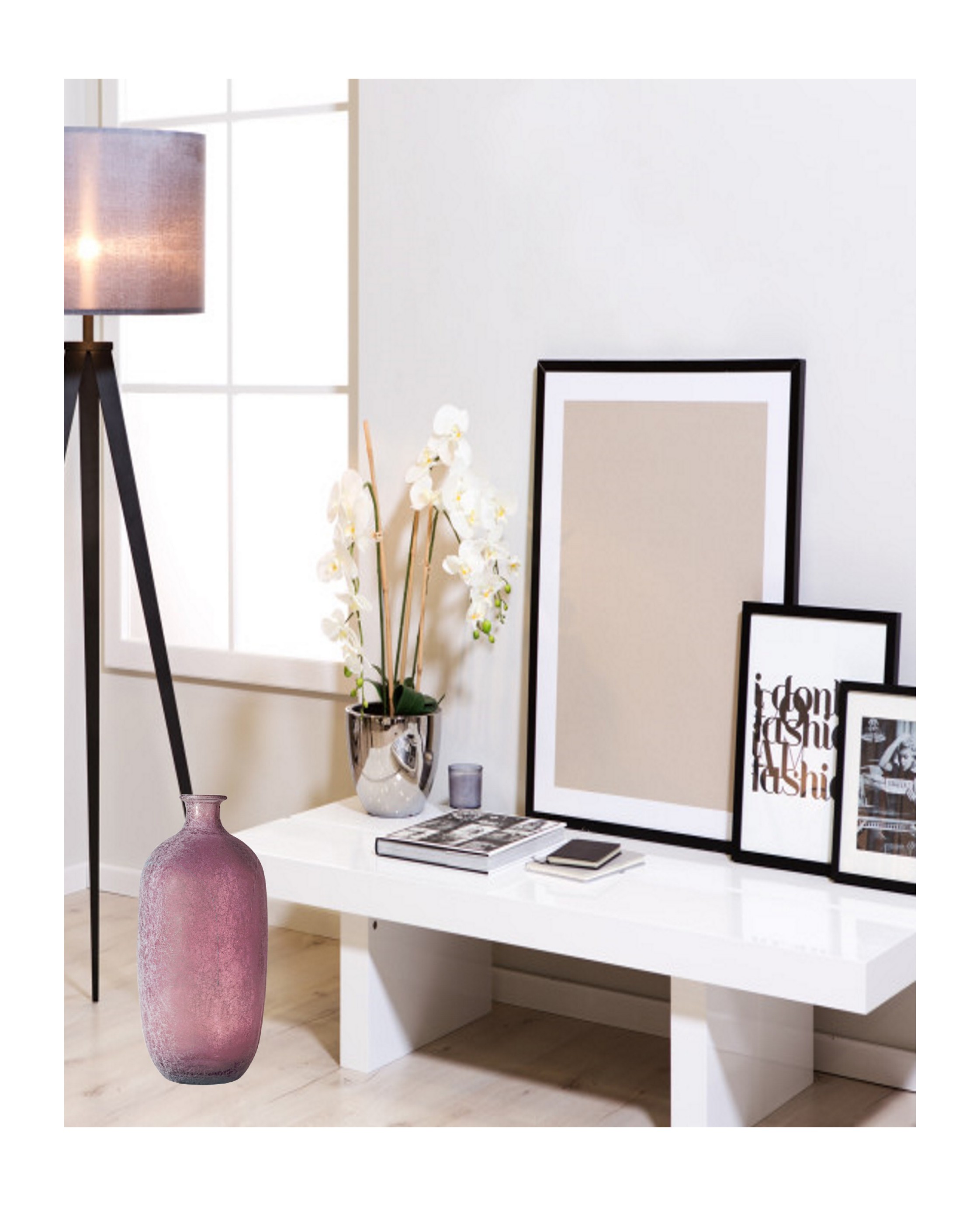 SM NAPOLES vază roz matase 31 cm