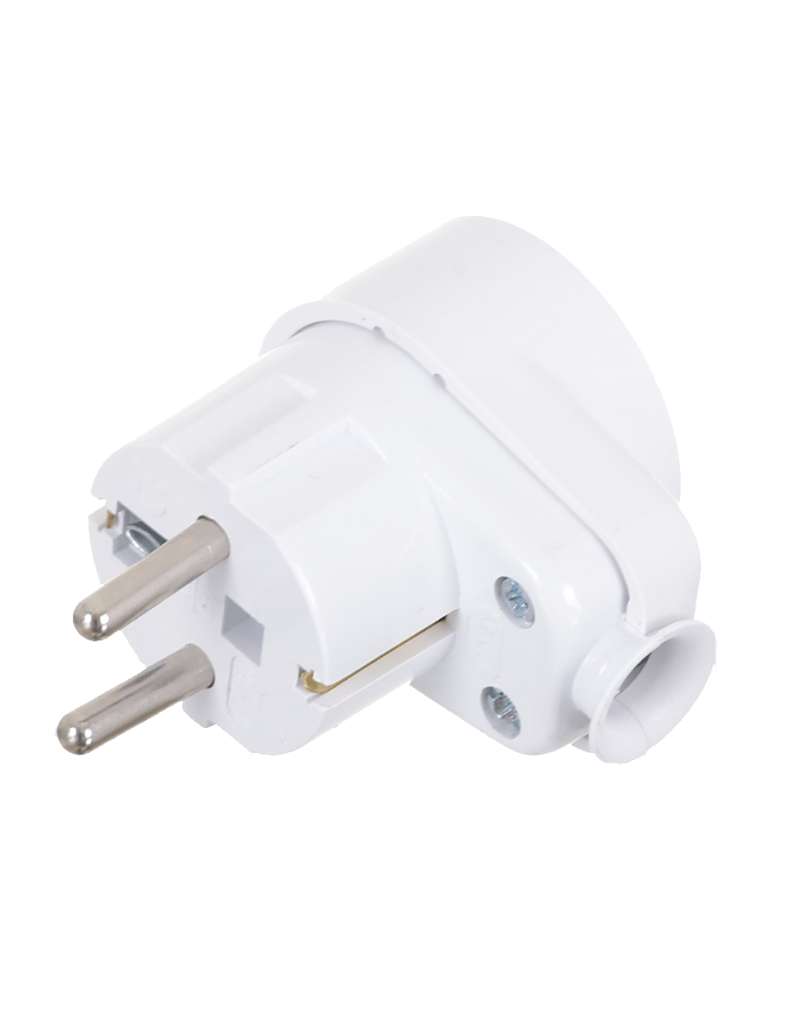 Fișă unghi. WT-16U/G-S BI Uni-Schuko cu priză 250V 16A albă 15buc/cut TIMEX