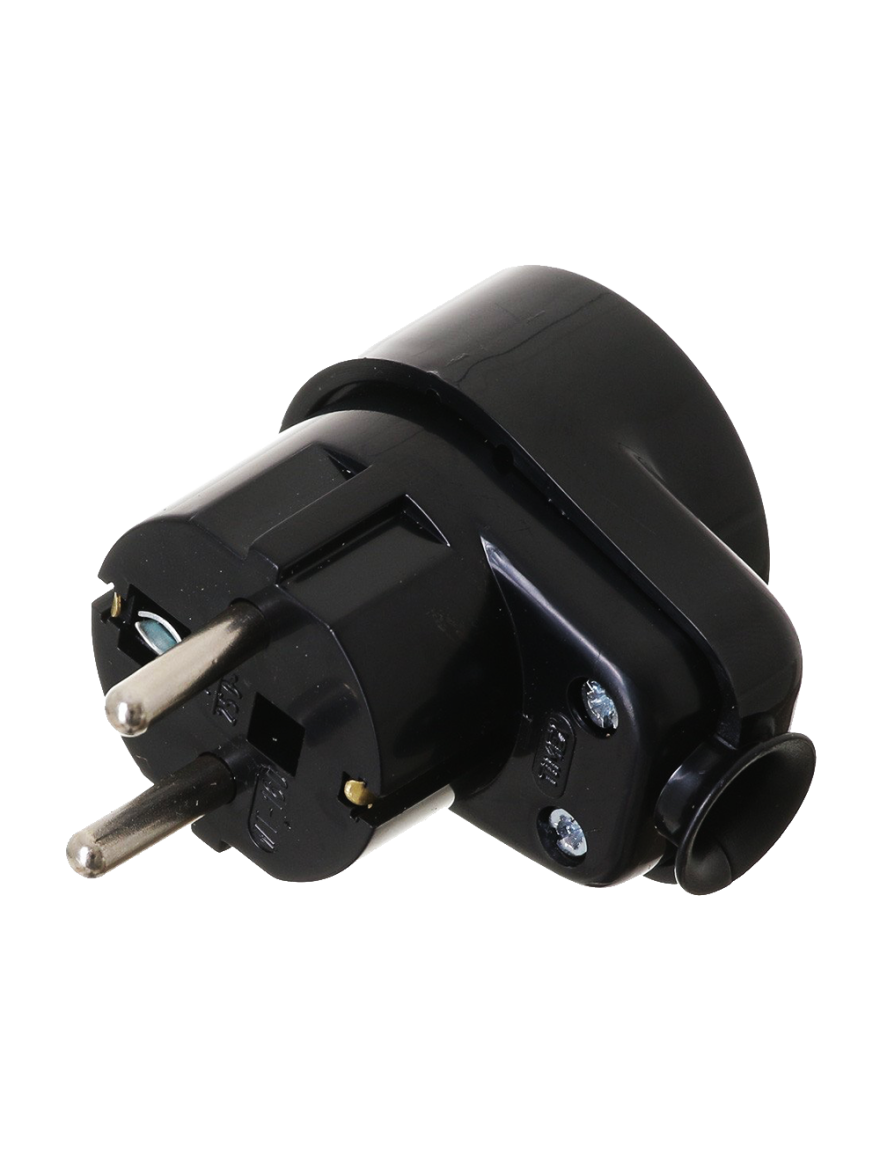 Fișă unghi. WT-16U/G-S CZ Uni-Schuko cu priză 250V 16A neagră 15buc/cut TIMEX