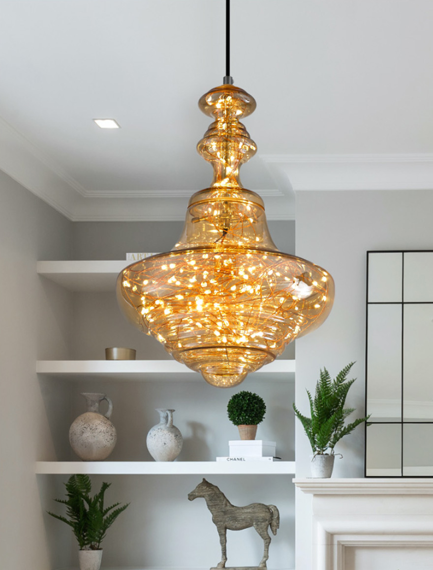 Suspensie LED JH-816 D27x32cm,15W Metal+Glass,Smoke LuminaLed