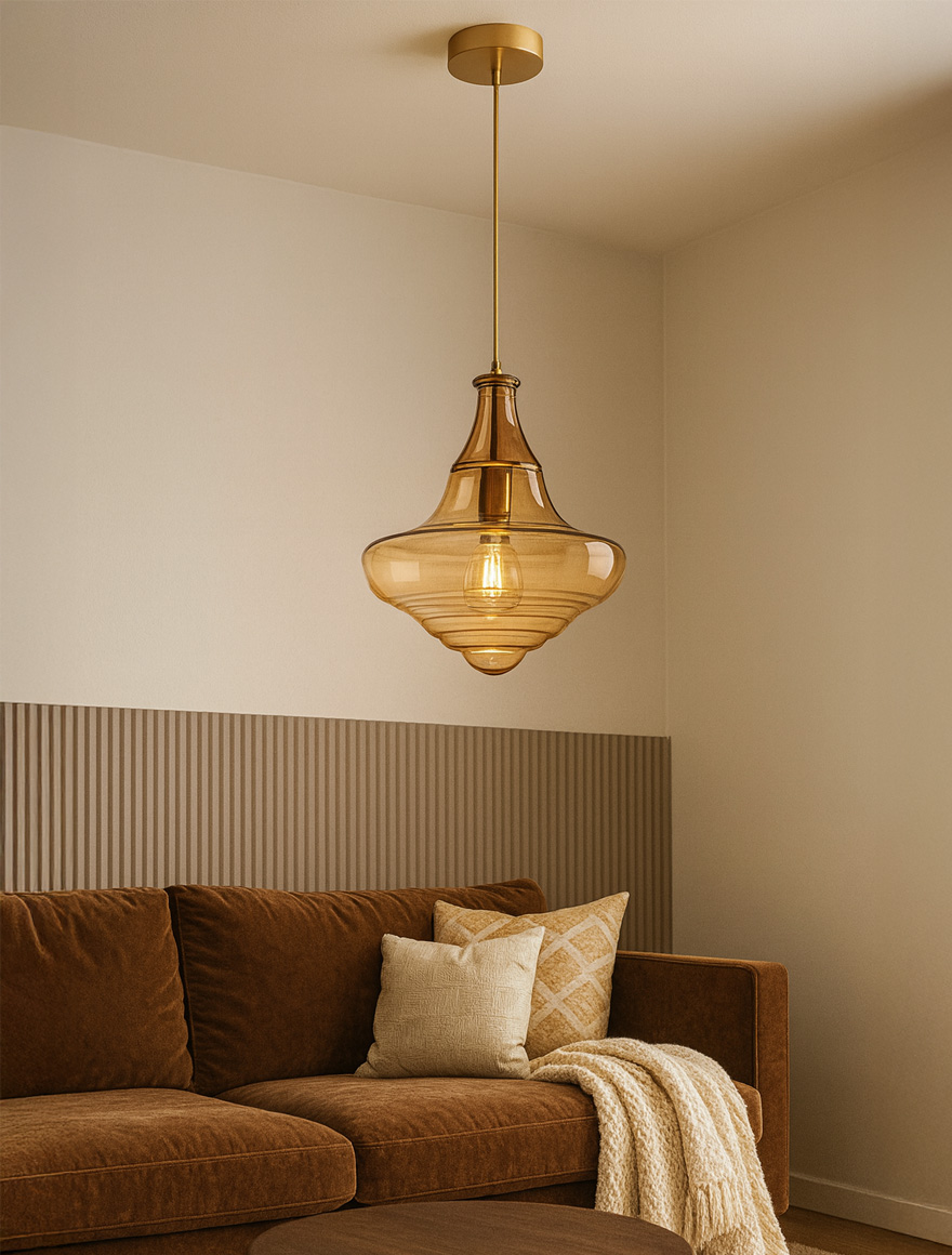 Suspensie LED JH-817 D27x33cm,15W Metal+Glass,Amber  Luminaled