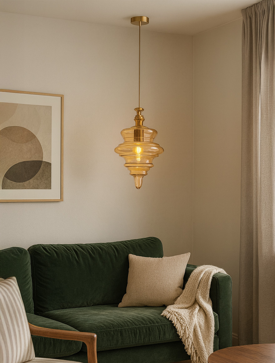 Suspensie LED JH-818 D28x43cm,15W Metal+Glass,Amber LuminaLed