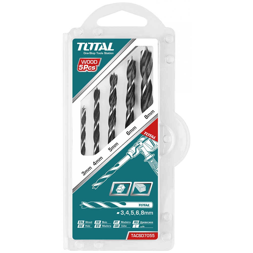 Классический набор сверл по дереву, 5 предметов. Total TACSD7055