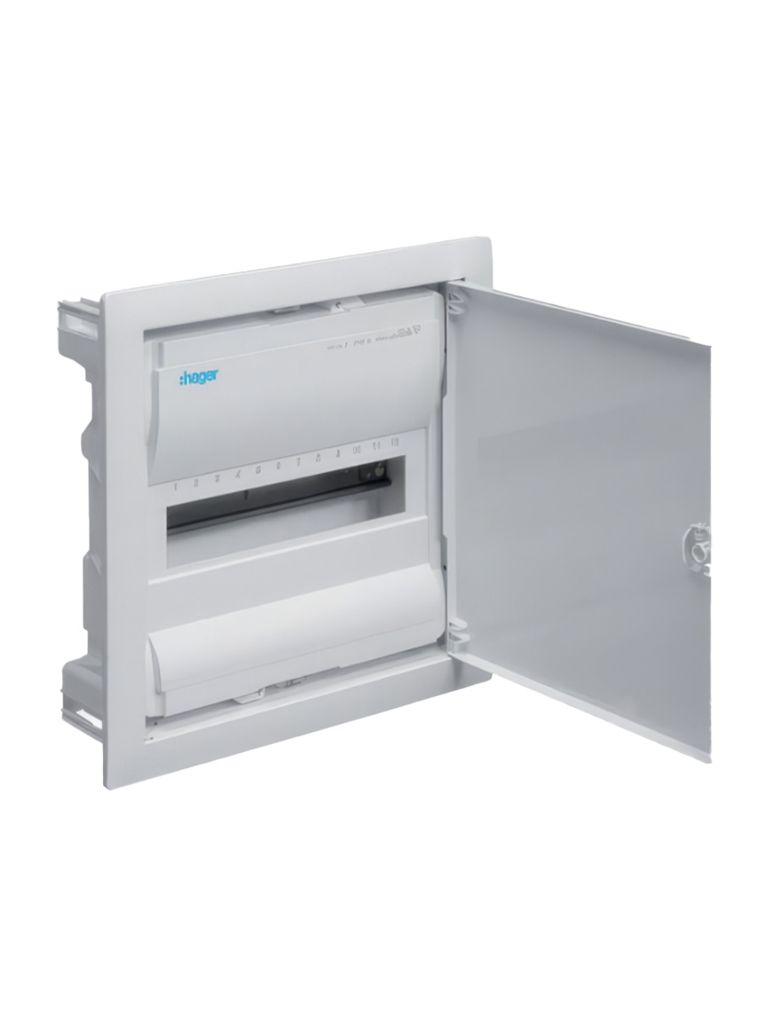 Встраиваемая панель VOLTA IP30 1X12M, белая металлическая дверца.