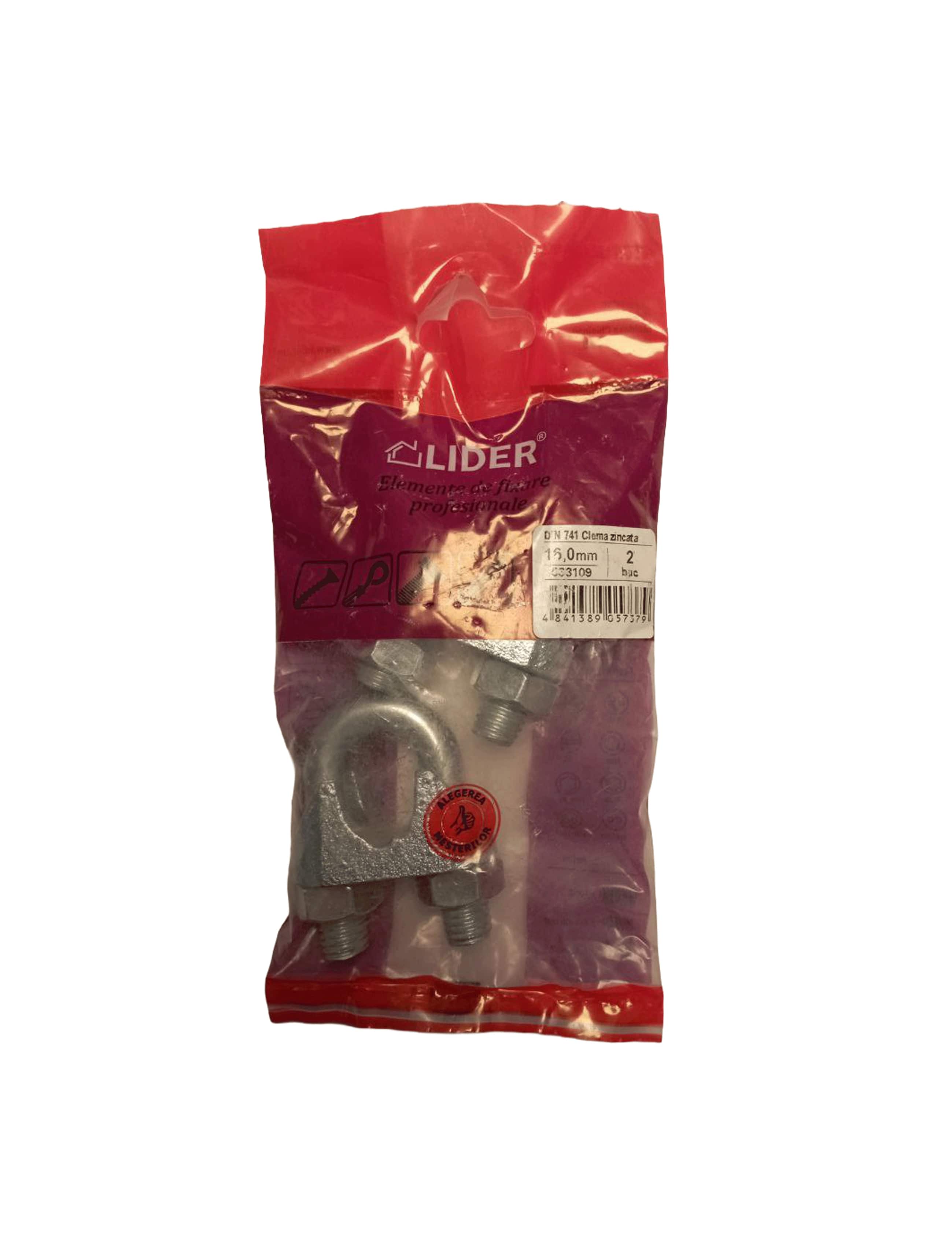 533109 DIN 741 Clema zincata p/u cablu de otel 16,0mm_2 buc.