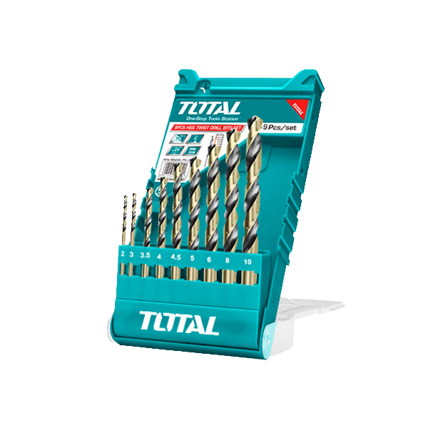 Набор сверл по металлу из быстрорежущей стали (HSS) 2-10 мм TACSD0095, 9 шт.