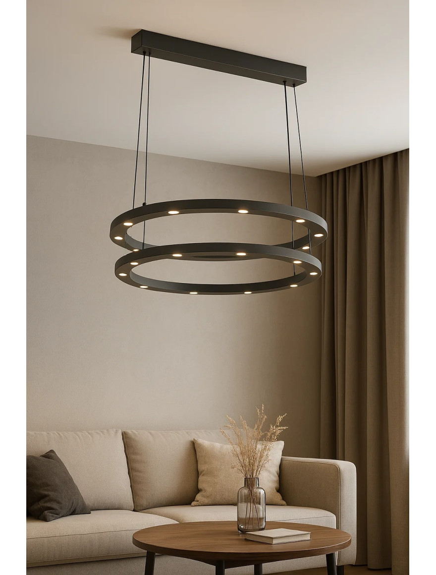 Lustră LED FS-036-D28,608x1.8M 56W,3000K,Brushed silver LuminaLed