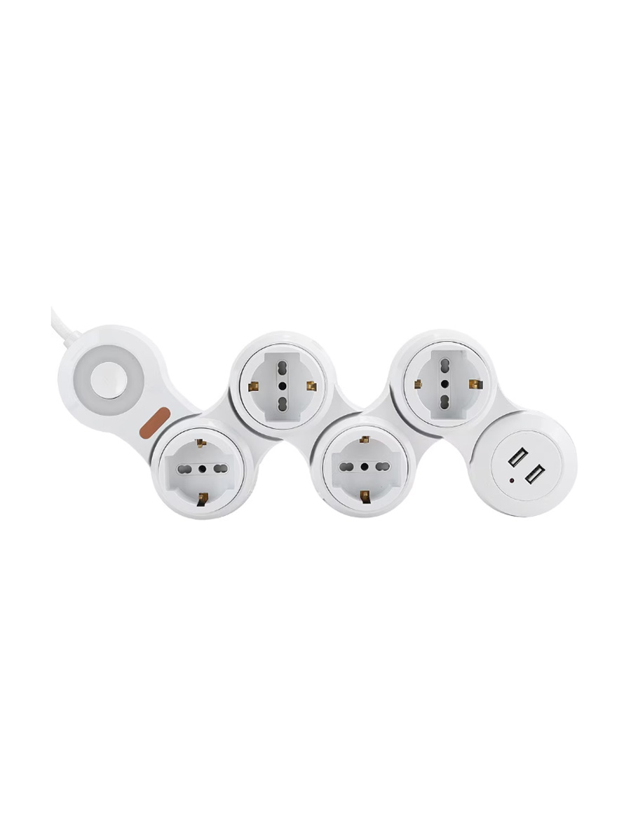 Удлинитель гибкий «Змейка» 4 розетки + 2 USB S12 2