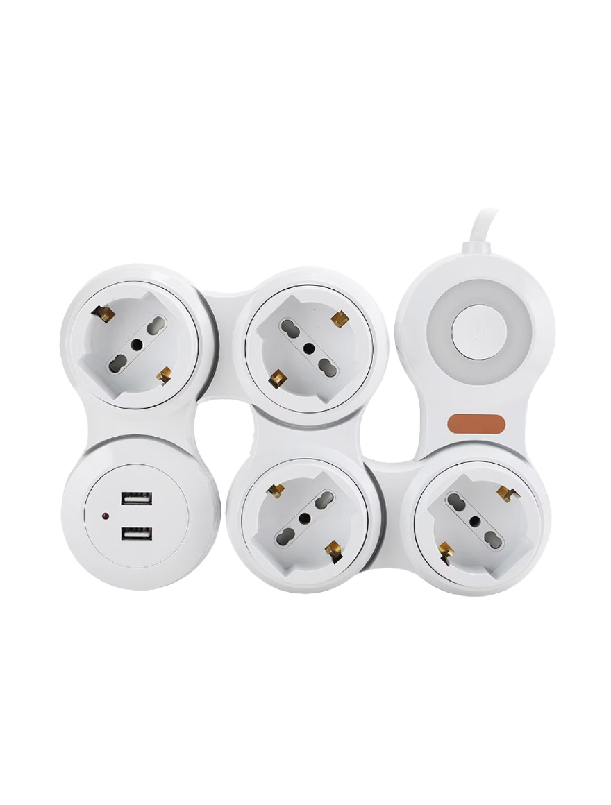 Удлинитель гибкий «Змейка» 4 розетки + 2 USB S12