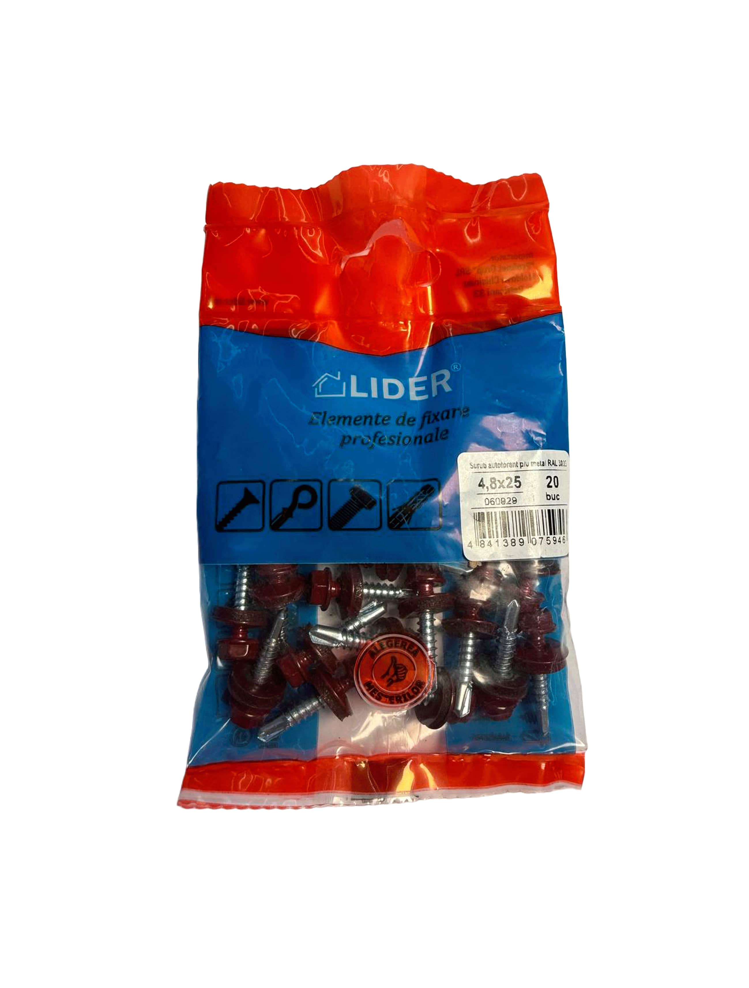 060929 Șurub autoforant p/u metal RAL 3005, 4,8x25_20 buc.