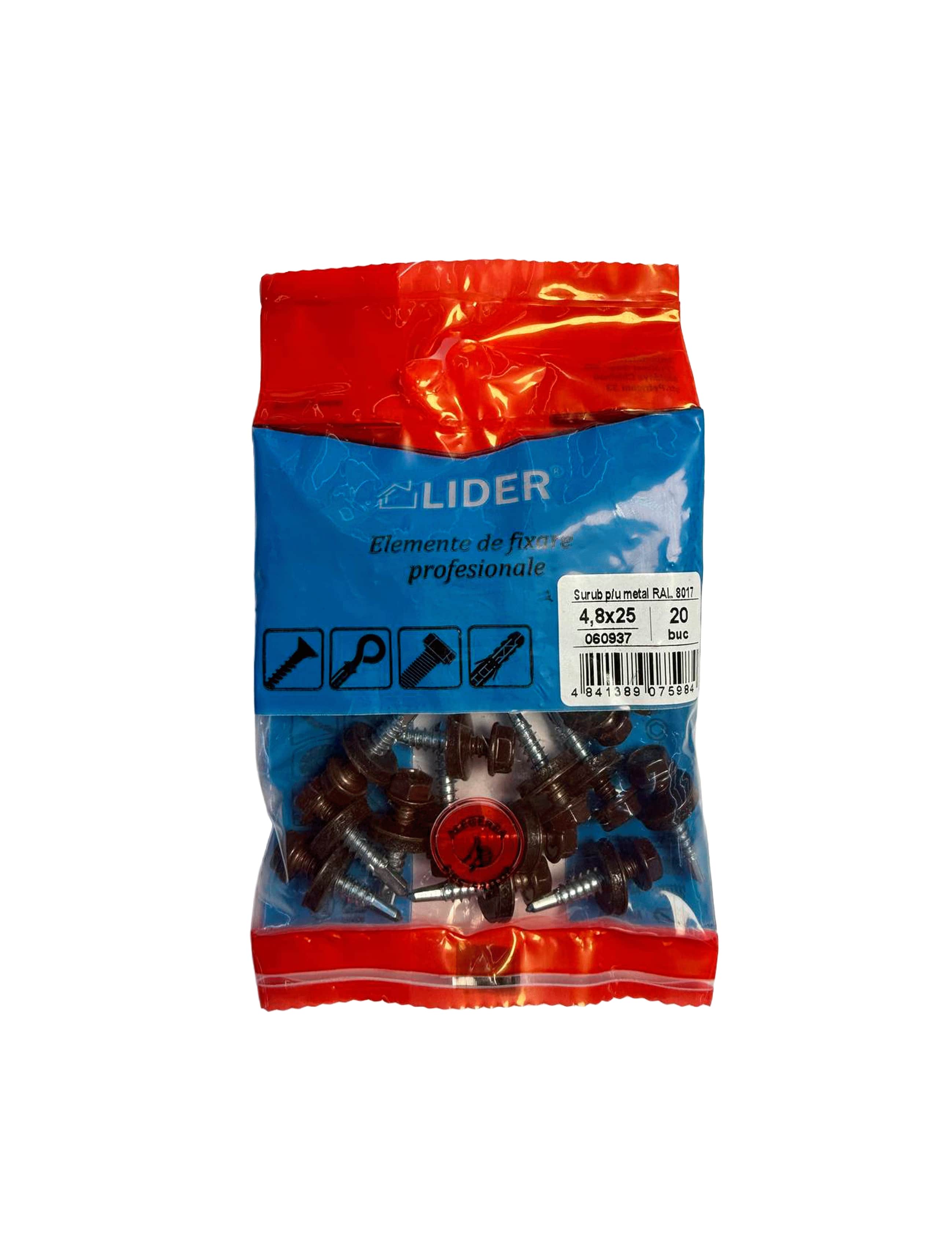 060937 Șurub autoforant p/u metal RAL 8017, 4,8x25_20 buc.